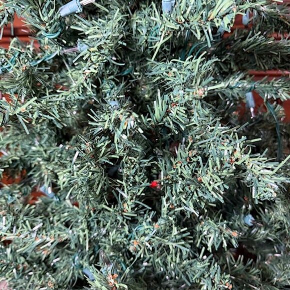 5ft Wood Trail Pine Christmas Tree + Gold Script Merry Christmas Red Green Skirt - Picture 6 of 14